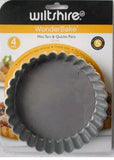 Wiltshire WonderBake Set of 4 Removable Base Mini Tart & Quiche Pans 12cm Fluted
