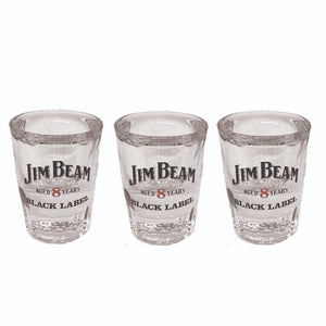 JIM BEAM BLACK LABEL 3 x THICKSET SHOT GLASSES 44ml BNWON MAN CAVE USA
