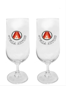 Stella Artois 2 x Stemmed Beer Glasses Vintage 300ml 1970's MAN CAVE VERY RARE