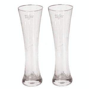 TIGER Beer 2 x Monte Carlo  Flute Glasses Curved BNWOB MAN CAVE SINPAGPORE