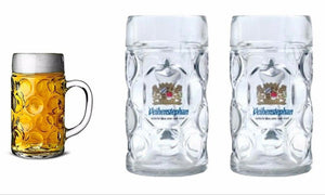 Weihenstephaner Dimpled Beer Glass 2 x 1/2 Liter Stein Masskrug MAN CAVE MUNICH
