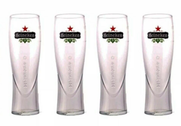 Heineken 4 x Tall Pilsner Beer Glasses 600mls Pint No Box BNWOB Dutch Amsterdam