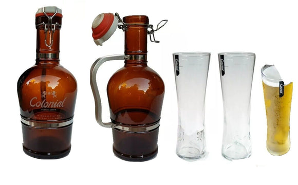 Colonial Brewery WA 1 x 2L Growler Bottle + 2 x Tall Stange 600ml BNWOB MAN CAVE