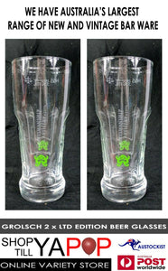 Grolsch 2 x Embossed LTD Edition Beer Glasses 420ml BNIB Dutch Man Cave Stunning