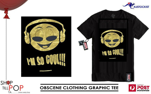Obscene Clothing CO Black Gold Leaf Print Unisex XL Men BNWT High End ARTY TEE