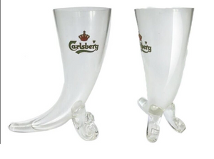 CARLSBERG BEER HORN GLASS 400ml 1970's MINT CO (never used) MAN CAVE DENMARK
