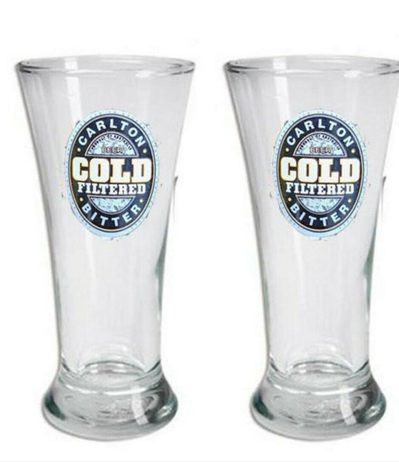 CARLTON COLD  2 x Beer Skol Middy Pot Glasses 300/285ml BNWOB MAN CAVE AUSSIE