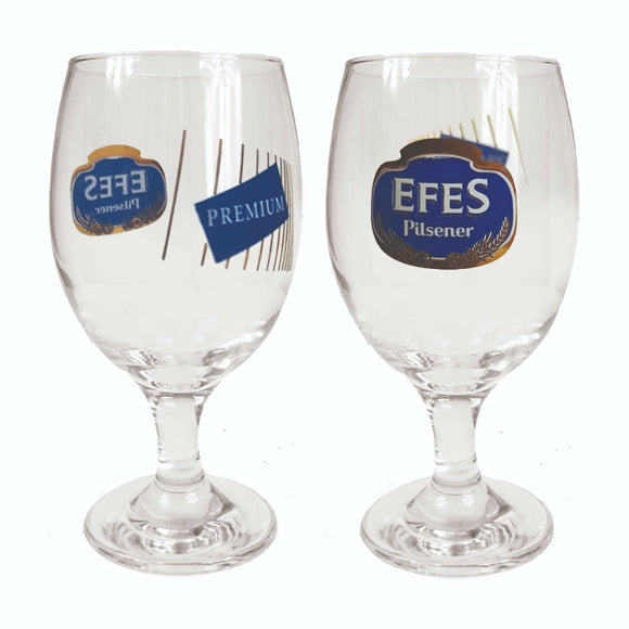 Efes Pilsner Premium 2 x Beer Chalice Glasses 420/300ml BNWOB Man cave Turkey
