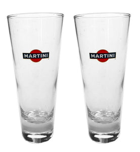 MARTINI VERMOUTH 2 x VINTAGE TAPERED HIGHBALL GLASSES  MINT 970's 300ml MAN CAVE