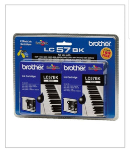 Brother LC57 Black Ink Cartridges Twin Pack BNIB SEALED BLUSTER PACK AUTHENTIC