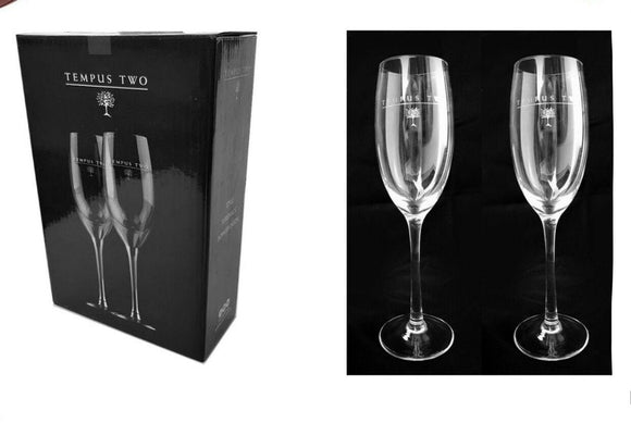 Tempus Two Etched stemmed wine glasses 2 pack BNIB GIFT BOXED 200ml BRA BAR LADY