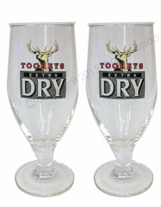 TEDS Tooheys Extra Dry Tulip Beer Glasses x 2 250ml head line BNWOT RARE 1990'S