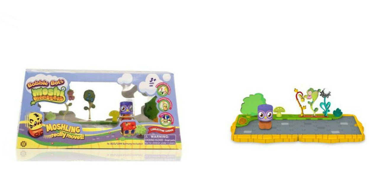 bobble bots moshi monsters Bobble Bots Professor Purplex Cobblestone Garden Playset & Figure BNIB – shoptillyapop.com