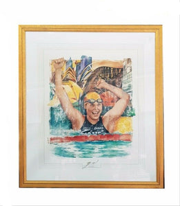 Susie O'Neill Going For Gold Signed & Framed Print Cliff Sheldrake Sydney 2000