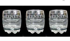 Feeneys Irish Cream Liqueur Barrel Tumbler Glasses 3 set BNWOB  Ireland Party