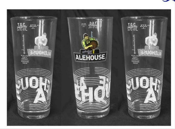 Australian Alehouse 3 X Conical PINT Beer Glasses 570mls HL Boxed BNIB Man Cave
