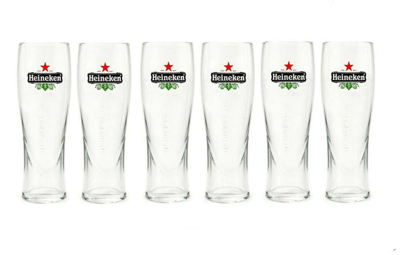 Heineken 6 x Tall Pilsner Beer Glasses 450/425mls No Box BNWOB Dutch Amsterdam