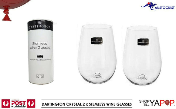 DARTINGTON UK CRYSTAL  2 x Boxed Stemless  Wine Glasses BNIB