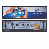 IRON JACK + HAHN SUPER DRY 2 x RUBBER BACKED FABRIC BAR MATS 25x90cm MAN CAVE