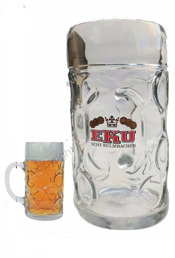 EKU Doppelbock Dimpled Beer Glass 1 Litre Stein Masskrug Mint Vintage Ultra Rare