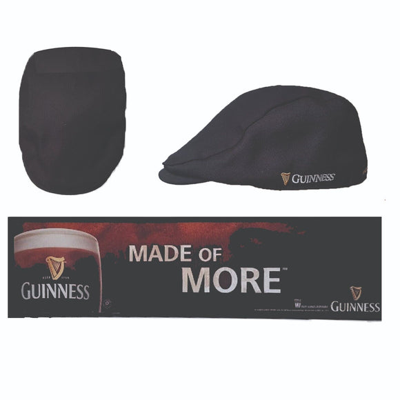 GUINNESS MADE OF MORE 1 x RUBBER BACKED FABRIC BAR MAT 25x90cm + FLAT CAP IRE