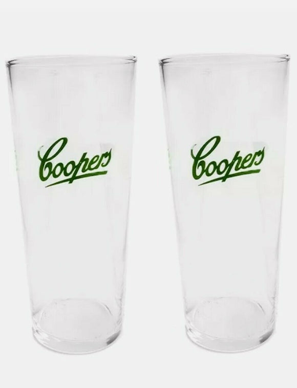 COOPERS Pale Ale 2 x Taperred Pint Beer Glasses 600/570mls BNWOB Aus MAN Cave