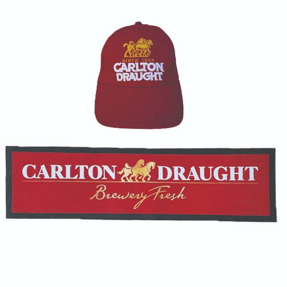 Carlton Draught 1 x Bar Mat +  Embroidered Cap Adult/Adj' BNWOB MAN CAVE