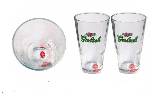 Grolsch 2 x Beer Glasses Base Stamped 220ml 7.5oz 16x6cm Brand New High end