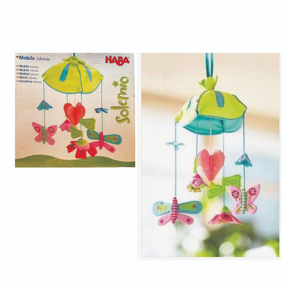 HABA Solemio Baby Mobile Butterflies, Hearts, Flowers with Bells BINB SEALED