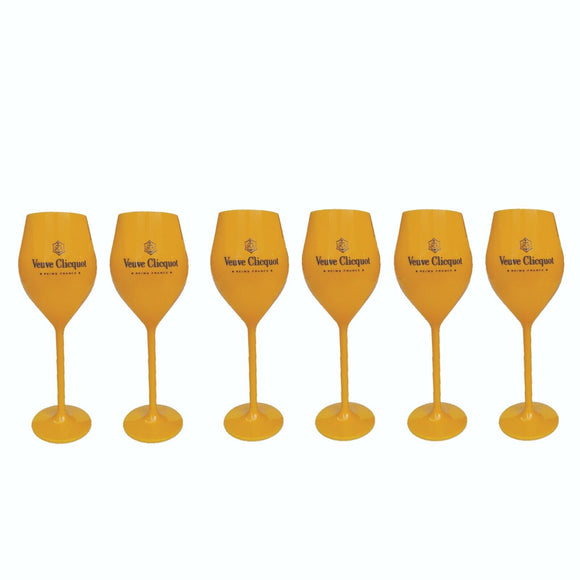VEUVE CLICQUOT French Champagne 6 x Plastic TULIP GLASSES 160ml Bubbles Bar