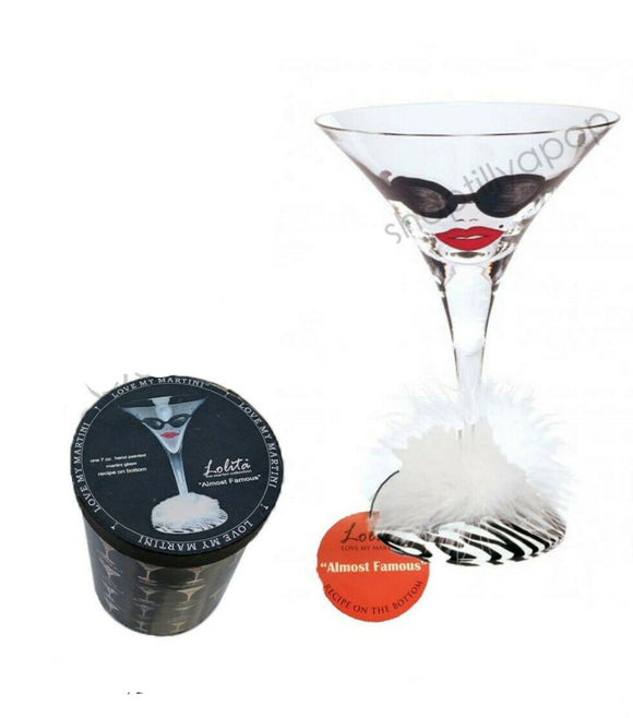 Lolita Almost Famous Martini Designer Glass with Recipe Hand Painted BNIB