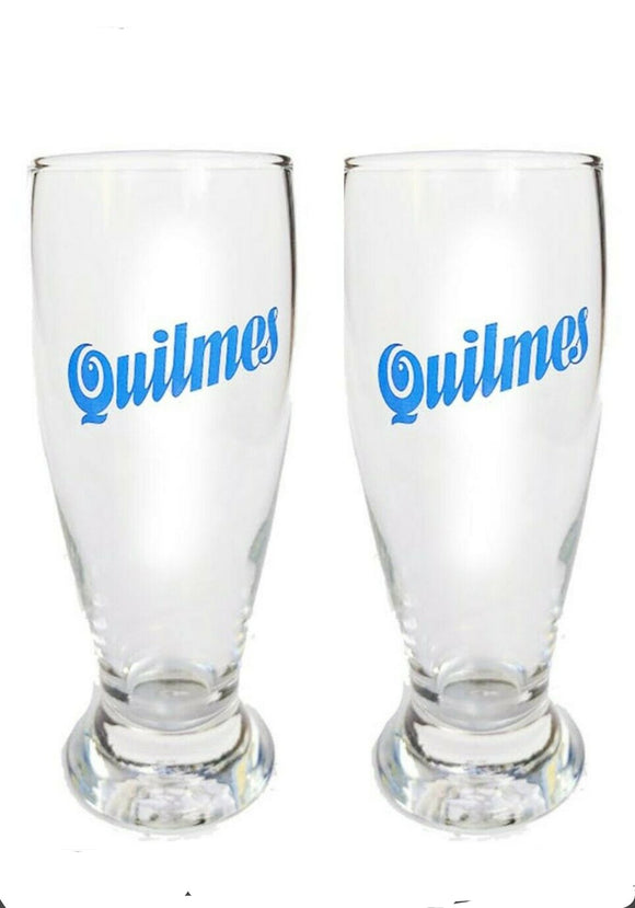 Quilmes Cervecería 2 x Beer Glasses 420ml BNWOB Argentina MAN CAVE