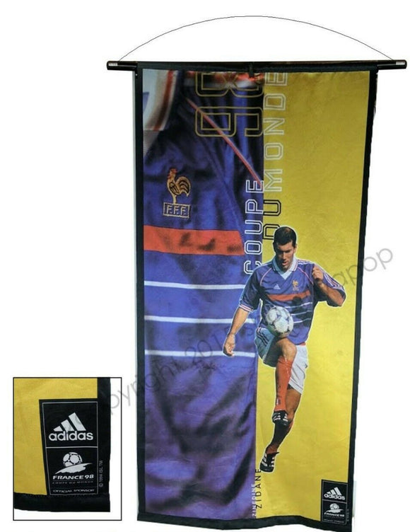 Zinedine Zidane FRANCE Football World Cup 98 WALL HANGING FLAG 125X65cm Soccer