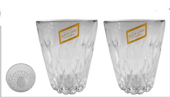 Johnnie Walker Black Label 2 x Duralex Vintage Glasses Cut Crystal 1960's