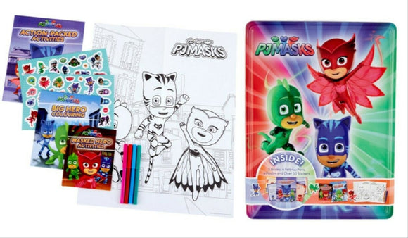 PJ Masks Superhero Activity Tin 3 x Book, Markers, Stickers & Poster BNIB SEALED