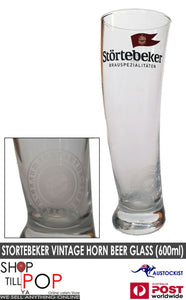STORTEBEKER VINTAGE HORN BEER GLASS (600ml) RARE 1990's ETCHED LOGO MAN CAVE