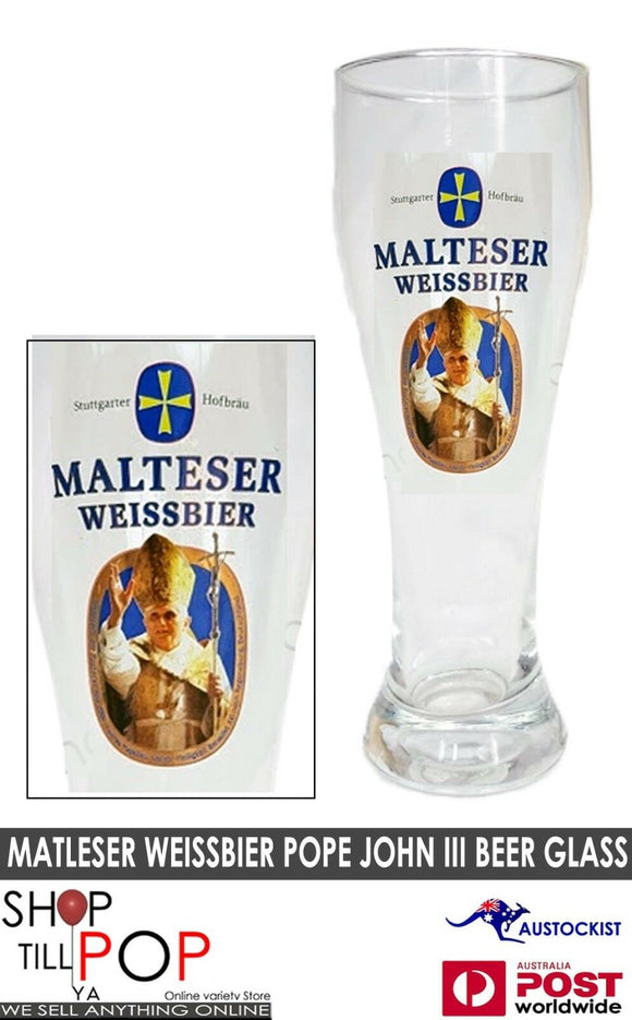 MATLESER WEISSBIER POPE JOHN III BEER GLASS VINTAGE 1980'S RARE MINT MAN CAVE