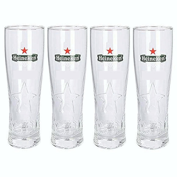 Heineken 4 x Embossed Star Pilsner Beer Glasses 600mls Schooner BNWOB  MAN CAVE