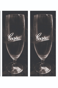 Coopers Brewery Issued 2 x Flute Beer Glasses 500ml BNWOT MAN CAVE AUSTRALIA