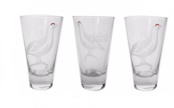 The Famous Grouse 3 x Highball Etched Tumbler Glasses BNWOB 285ml MAN CAVE