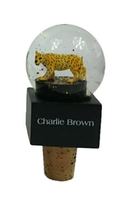 Charlie Brown Bottle Cork Stopper Snow (Glitter) Globe with Leopard  BNIB Unique