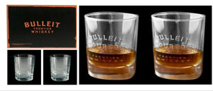 BULLET BOURBON 2 x OVAL & EMBOSSED TUMBLER GLASS 270ml BNIB GIFT BOXED  MAN CAVE