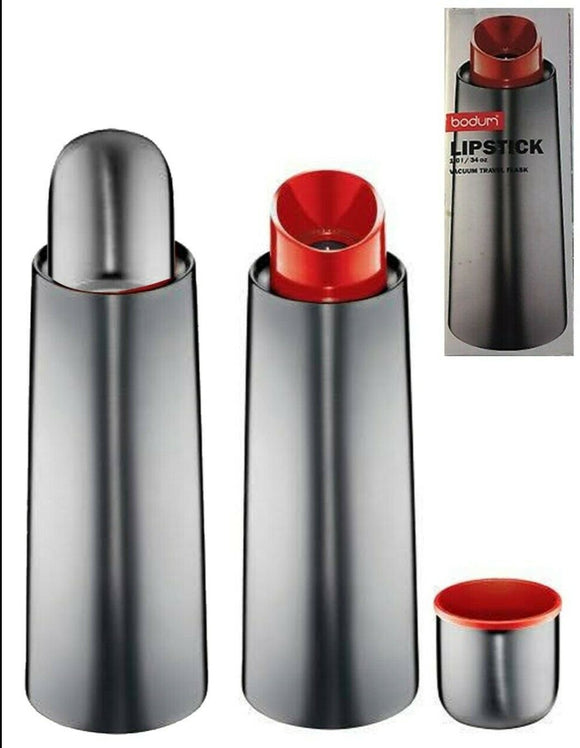 Bodum Lipstick Travel Vacuum Sealed Flask 2004 1 Litre STainles Steel BNIN