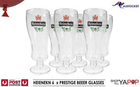 Heineken 6 X Prestige Beer Glasses 450mls BNWOB Dutch  Amsterdam Man Cave