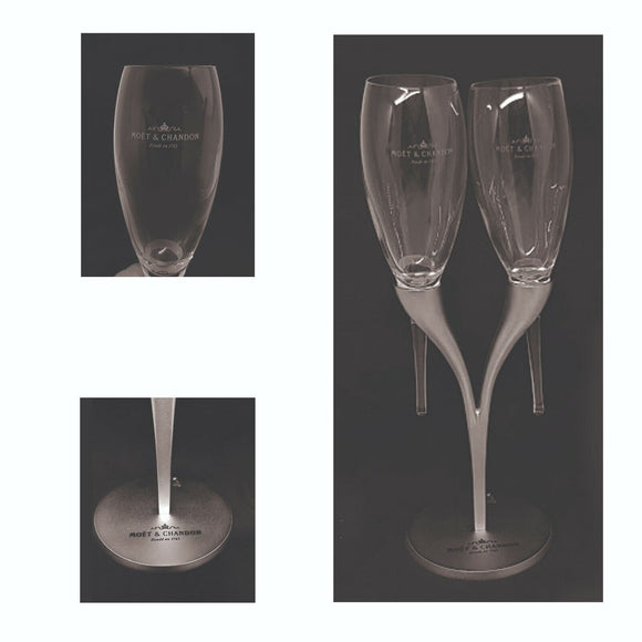 MOET AND CHANDON FRENCH CHAMPAGNE 2 x FLUTES CANDELABRA PHILIPPE DE MIO DESIGN