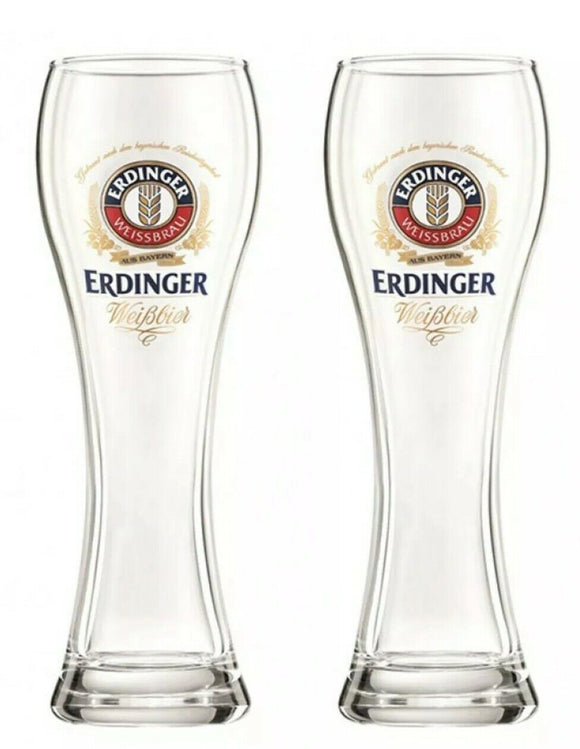 ERDINGER 2 x Weizen Wheat Beer Glasses 600ml BNWOB MAN CAVE GERMANY