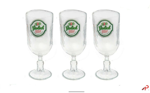 GROLSCH Beer Glass Chalice Embossed Set of 3 400mls Brand new RARE Man Cave