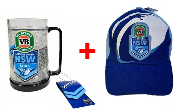 NRL State of Origin VB Victoria Bitter NSW Blues CAP + Ezy Freeze Mug BOTH BNWT