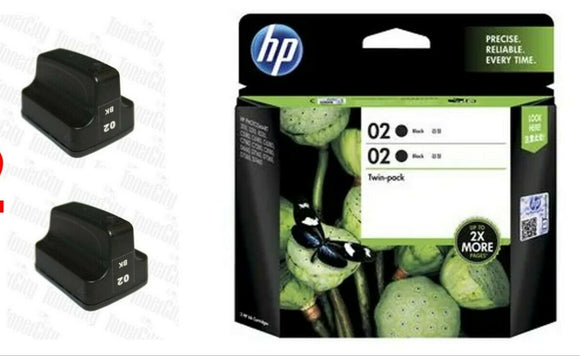 HP HEWLETT PACKARD 02 BLACK TWIN PACK BNIB PRINTER INK CARTRIDGES AUTHENTIC