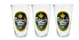 Carlsberg  3 x Conical Vintage Beer Glasses 420ML Curved Mint Man CAVE Denmark